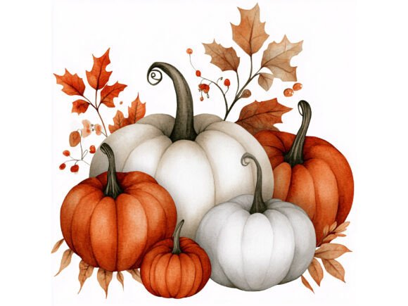 9 JPG Fall Pumpkins Watercolor Set: A Versatile Resource for Autumn-Themed Creative Projects