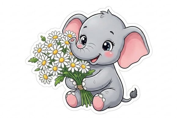 Adorable Baby Elephant Sticker Collection