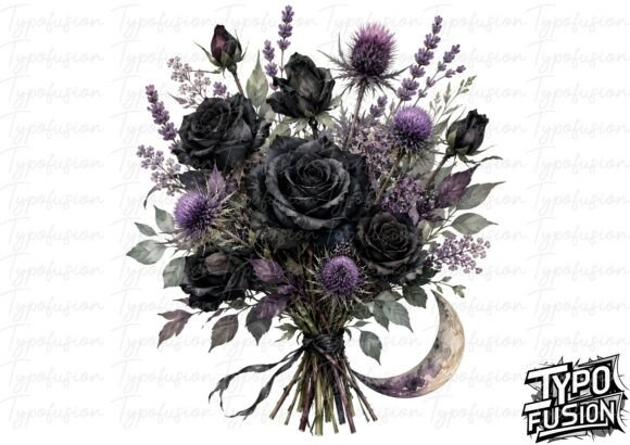 Botanical Gothic Rose Bouquet PNG: A Versatile Asset for Creative Projects