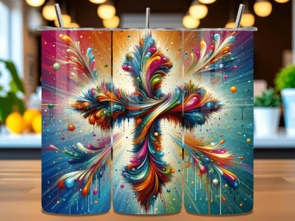 Colorful Feather Cross Tumbler Wrap PNG: A Versatile Digital Asset for Modern Creators