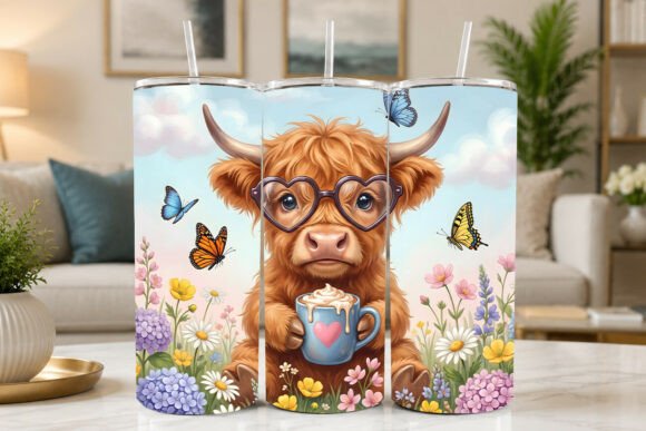 Cute Highland Cow Sublimation Tumbler