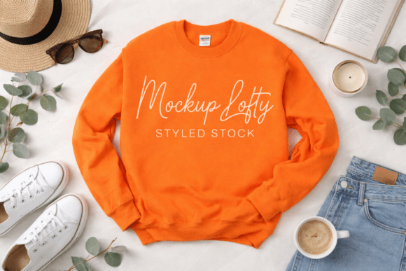 Gildan 18000 Safety Orange Mockup