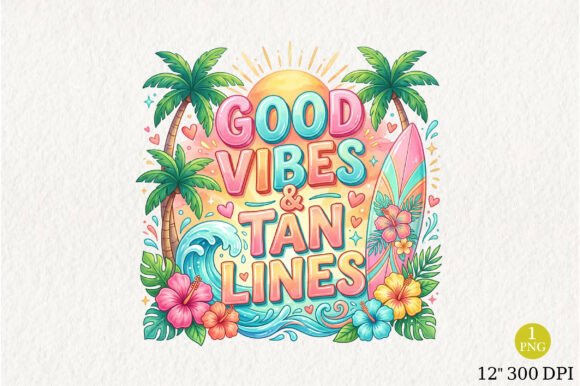 Good Vibes Tan Lines Beach PNG