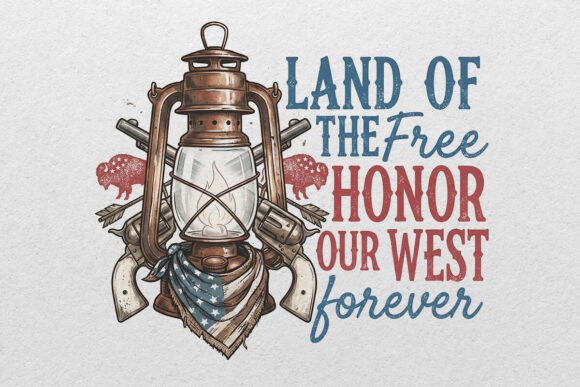 Land of the Free Western PNG Design