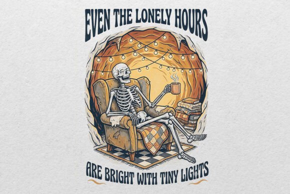 Lonely Hours Tiny Lights Skull PNG