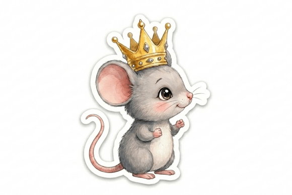 Princess Mouse with Crown Sticker PNG: A Versatile Design for Creative Projects