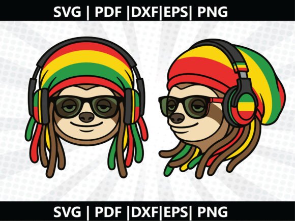 Rasta Sloth SVG Cut File