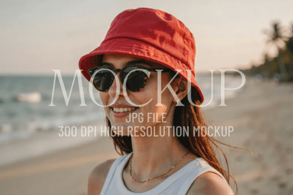 Red Bucket Hat Model Mockup: Elevate Your Design with a Clean and Modern Visual
