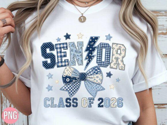 Senior Class of 2026 Patchwork Bow PNG