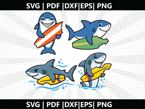Shark Surfboard SVG Cut File