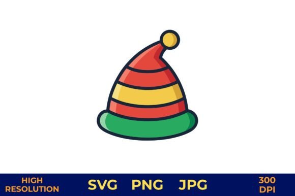 Striped Party Hat Vector Illustration