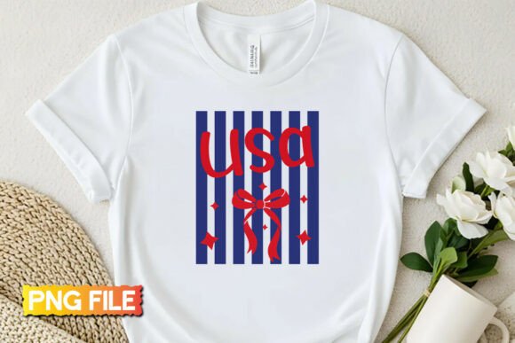 USA Preppy Striped Coquette Bow PNG: A Versatile Design for Patriotic and Fashion-Forward Projects