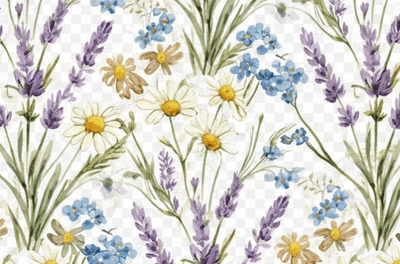 Watercolor Wildflower Seamless Pattern C: A Delicate Botanical Elegance