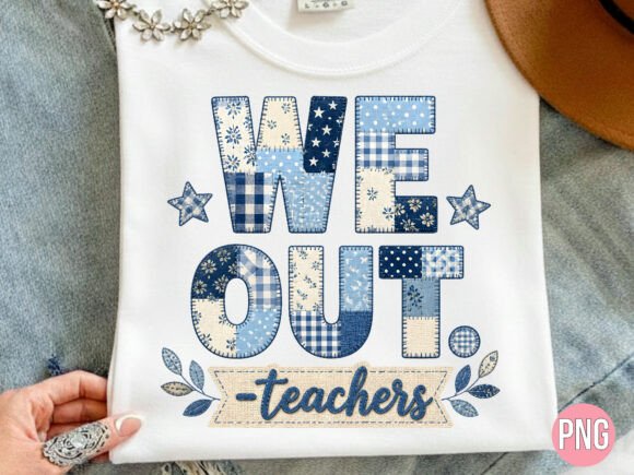 We out Teachers Vintage Patchwork PNG