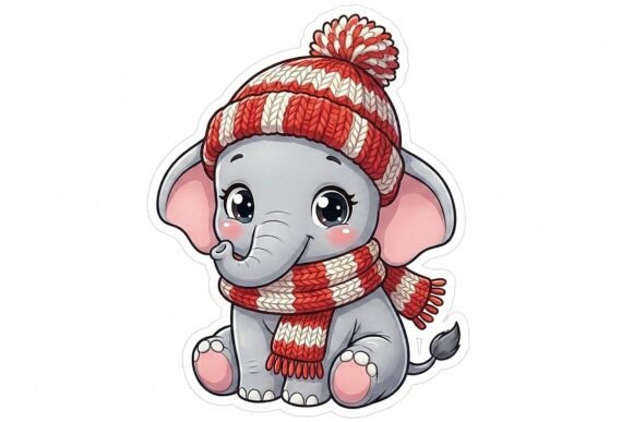 Winter Baby Elephant Sticker PNG: A Creative Resource for Design Enthusiasts